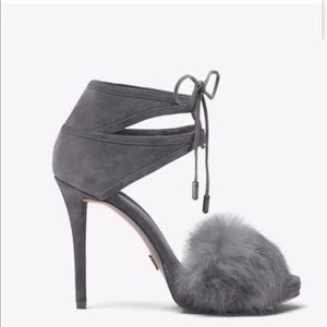 Michael Kors Faux Fur Remi Sandals in Gray (fur heels)
